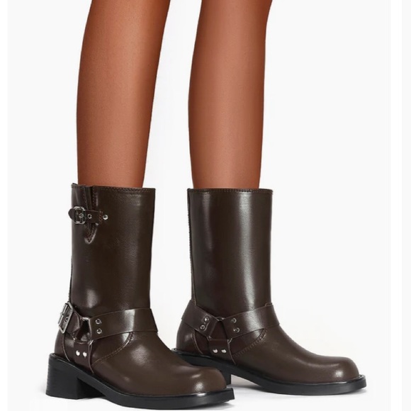 Lulamax Brown Biker Boots- Size 8/39 - Picture 2 of 6